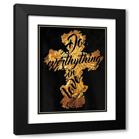 Gold Cross Black Mate Black Modern Wood Framed Art Print with Double Matting by Villa, Mlli