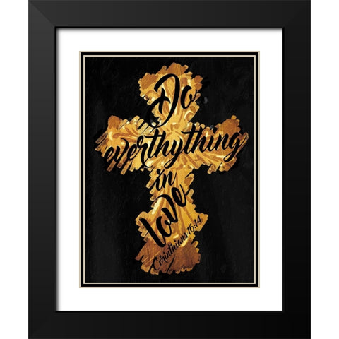 Gold Cross Black Mate Black Modern Wood Framed Art Print with Double Matting by Villa, Mlli