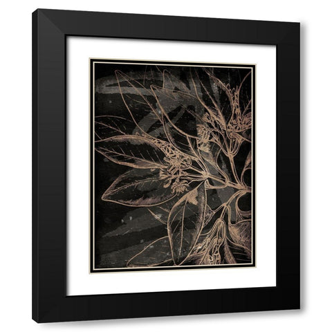 Muted Golden Abstract Floral Mate Black Modern Wood Framed Art Print with Double Matting by Villa, Milli