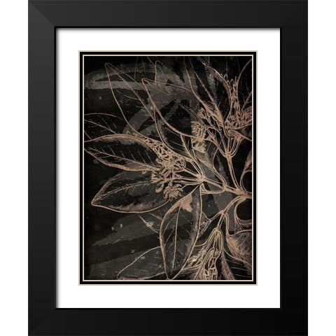 Muted Golden Abstract Floral Mate Black Modern Wood Framed Art Print with Double Matting by Villa, Milli