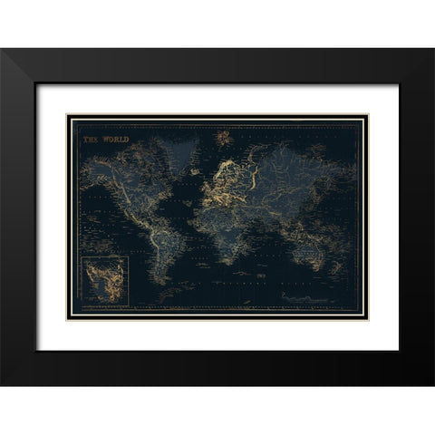 Golden Blue World Black Modern Wood Framed Art Print with Double Matting by Villa, Mlli