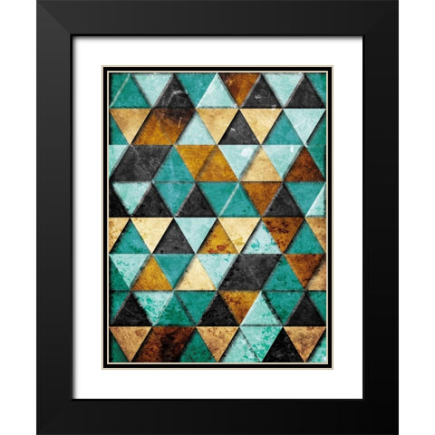 Rocky Teal Mountains Black Modern Wood Framed Art Print with Double Matting by Villa, Milli