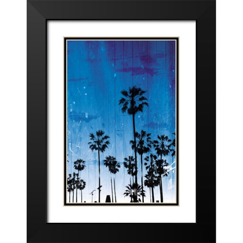 Palm Peach Night Blue Black Modern Wood Framed Art Print with Double Matting by Villa, Milli