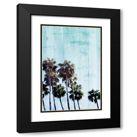 Palm Cool Blue Black Modern Wood Framed Art Print with Double Matting by Villa, Milli