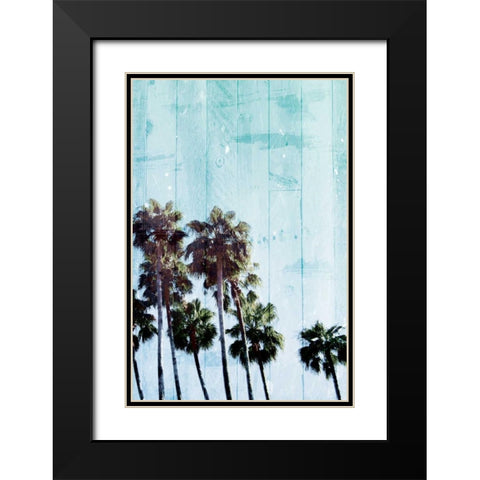 Palm Cool Blue Black Modern Wood Framed Art Print with Double Matting by Villa, Milli