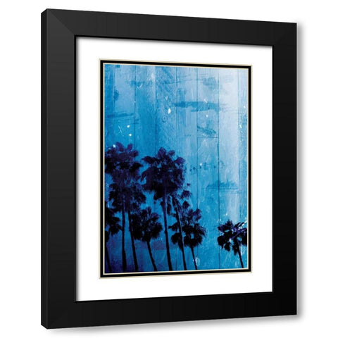 Palm Cool Night Blue Black Modern Wood Framed Art Print with Double Matting by Villa, Milli