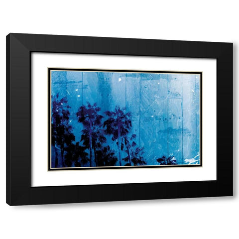 Palm Cool Night Blue Horizontal Black Modern Wood Framed Art Print with Double Matting by Villa, Milli