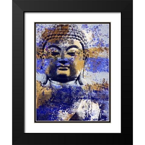 Blue Gold Prayer Black Modern Wood Framed Art Print with Double Matting by Villa, Milli