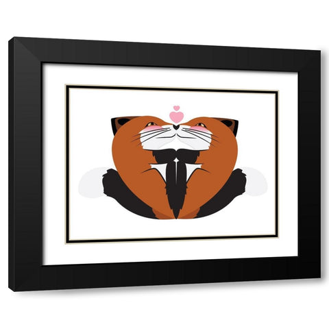 Fox Hug Black Modern Wood Framed Art Print with Double Matting by Villa, Mlli