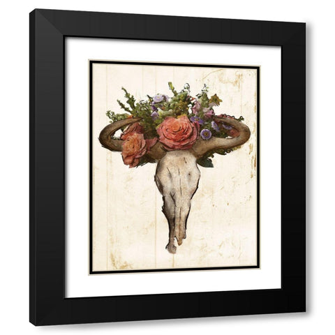 Flower On The Skull Dark Lines Black Modern Wood Framed Art Print with Double Matting by Villa, Mlli