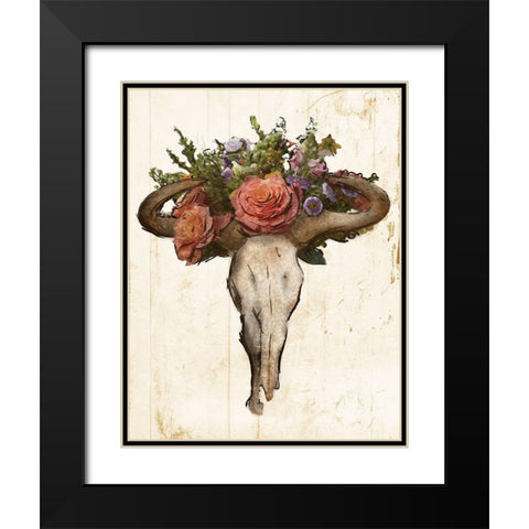 Flower On The Skull Dark Lines Black Modern Wood Framed Art Print with Double Matting by Villa, Mlli