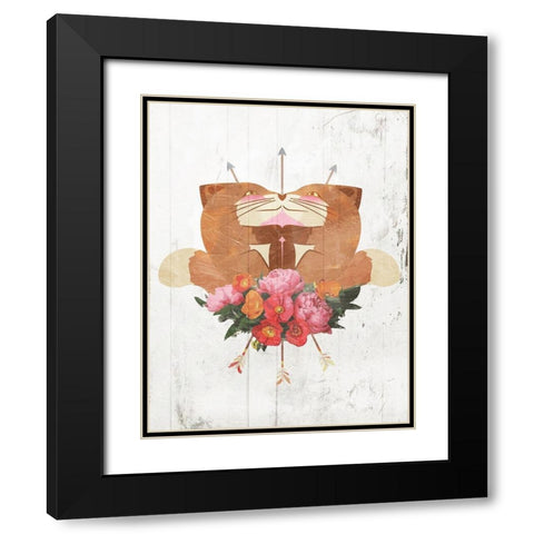 Fox Arrow Flowers Black Modern Wood Framed Art Print with Double Matting by Villa, Mlli