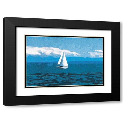 Shapes At Sea Black Modern Wood Framed Art Print with Double Matting by Villa, Mlli