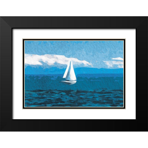 Shapes At Sea Black Modern Wood Framed Art Print with Double Matting by Villa, Mlli