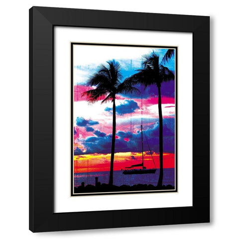 Palm Boating Black Modern Wood Framed Art Print with Double Matting by Villa, Mlli