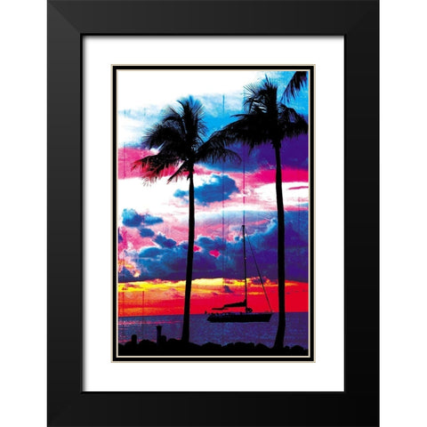 Palm Boating Black Modern Wood Framed Art Print with Double Matting by Villa, Mlli