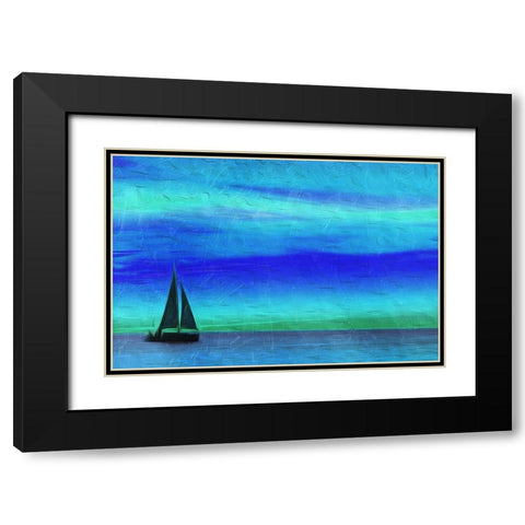 Night Boating Black Modern Wood Framed Art Print with Double Matting by Villa, Mlli