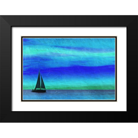 Night Boating Black Modern Wood Framed Art Print with Double Matting by Villa, Mlli