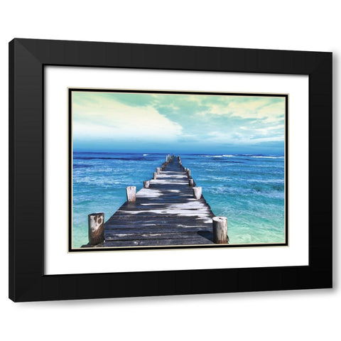 Dock at Sea Black Modern Wood Framed Art Print with Double Matting by Villa, Milli