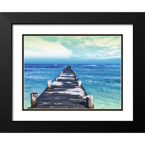 Dock at Sea Black Modern Wood Framed Art Print with Double Matting by Villa, Milli