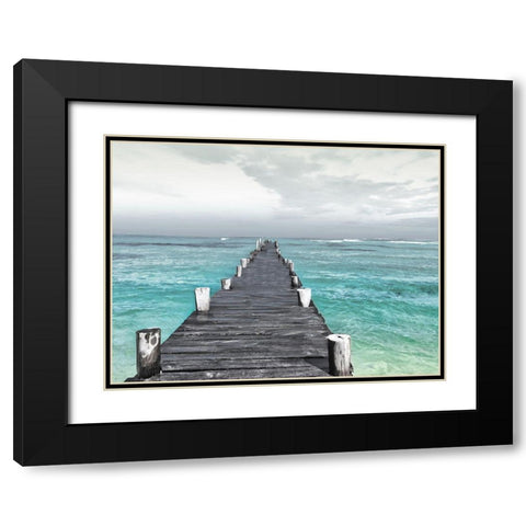 Dock At Sea Recolor Black Modern Wood Framed Art Print with Double Matting by Villa, Mlli