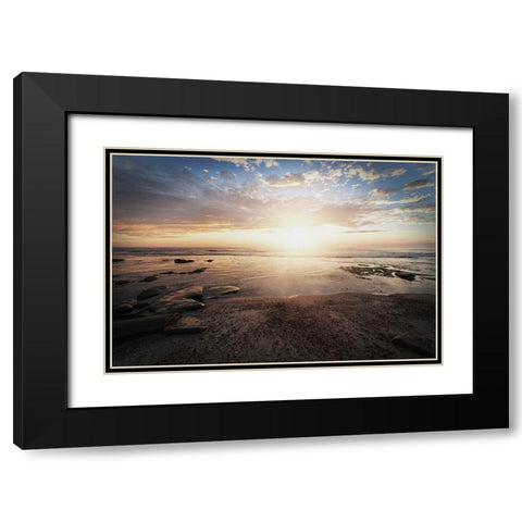Walk On The Beach Black Modern Wood Framed Art Print with Double Matting by Villa, Mlli