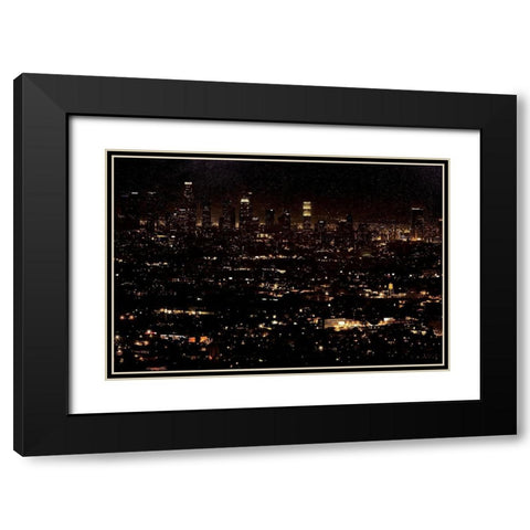 LA At Night Black Modern Wood Framed Art Print with Double Matting by Villa, Mlli