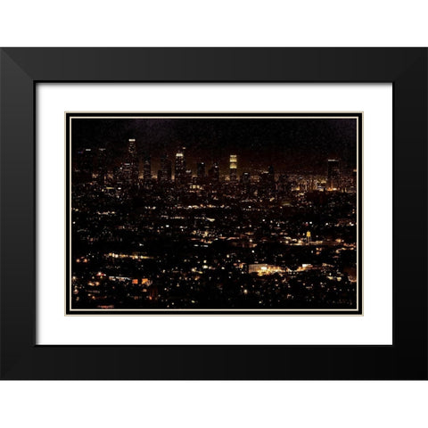 LA At Night Black Modern Wood Framed Art Print with Double Matting by Villa, Mlli
