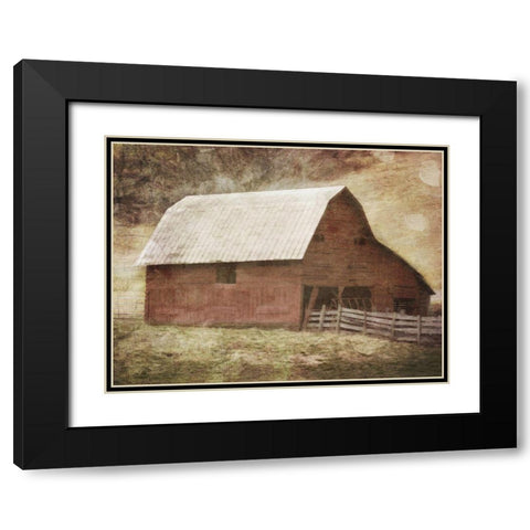 Red Barn Black Modern Wood Framed Art Print with Double Matting by Villa, Mlli
