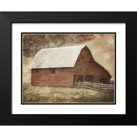 Red Barn Black Modern Wood Framed Art Print with Double Matting by Villa, Mlli