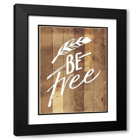 Be Free Feather Black Modern Wood Framed Art Print with Double Matting by Villa, Mlli
