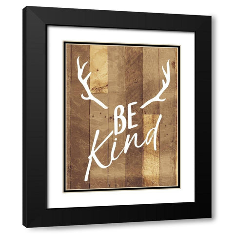 Be Kind Antlers Black Modern Wood Framed Art Print with Double Matting by Villa, Mlli