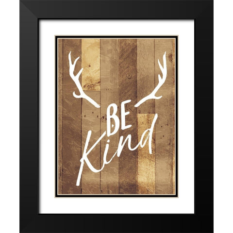 Be Kind Antlers Black Modern Wood Framed Art Print with Double Matting by Villa, Mlli