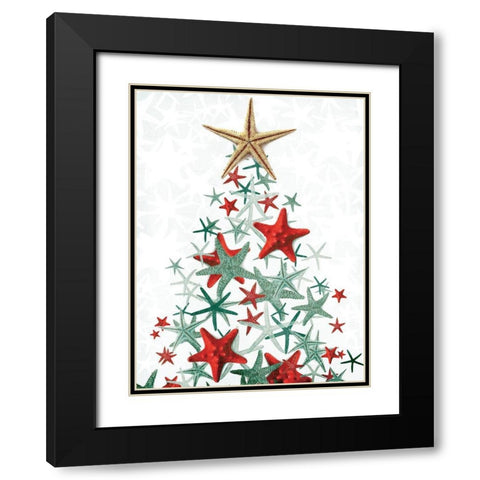 Star Fish Christmas Colors Black Modern Wood Framed Art Print with Double Matting by Villa, Mlli
