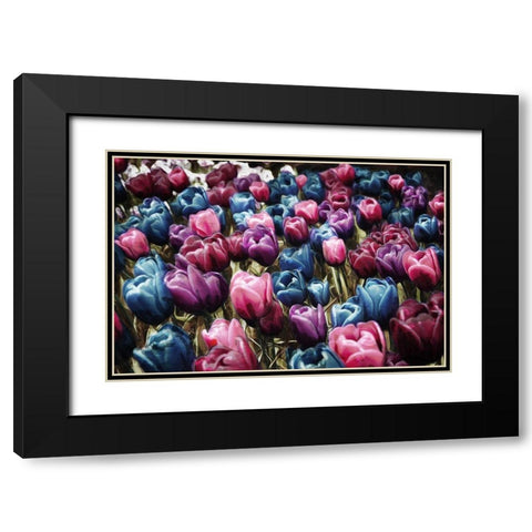 Colorful Tulips Black Modern Wood Framed Art Print with Double Matting by Villa, Mlli