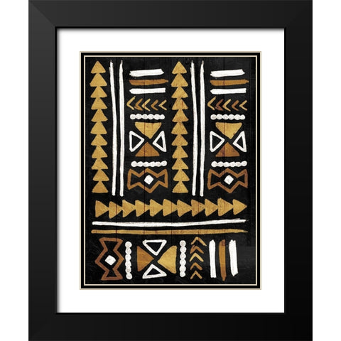 Wooden Tribal Black Modern Wood Framed Art Print with Double Matting by Villa, Mlli