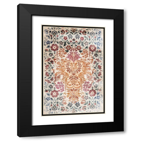 Floral Rug Black Modern Wood Framed Art Print with Double Matting by Villa, Mlli
