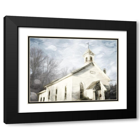 Front Of The Church Black Modern Wood Framed Art Print with Double Matting by Villa, Mlli