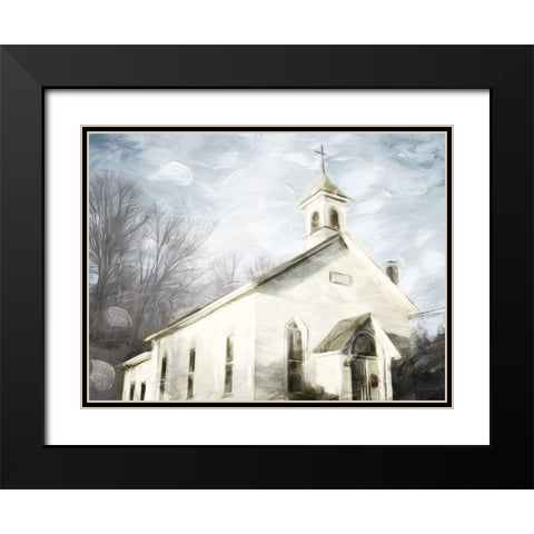 Front Of The Church Black Modern Wood Framed Art Print with Double Matting by Villa, Mlli
