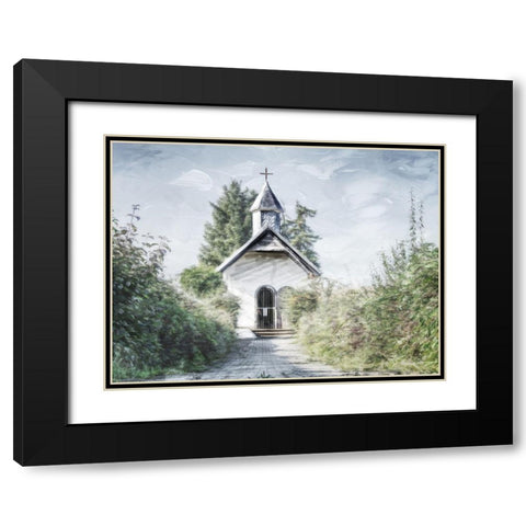 Single Church Black Modern Wood Framed Art Print with Double Matting by Villa, Mlli