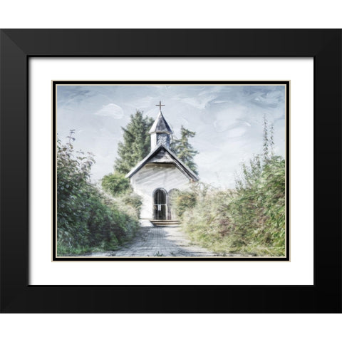 Single Church Black Modern Wood Framed Art Print with Double Matting by Villa, Mlli