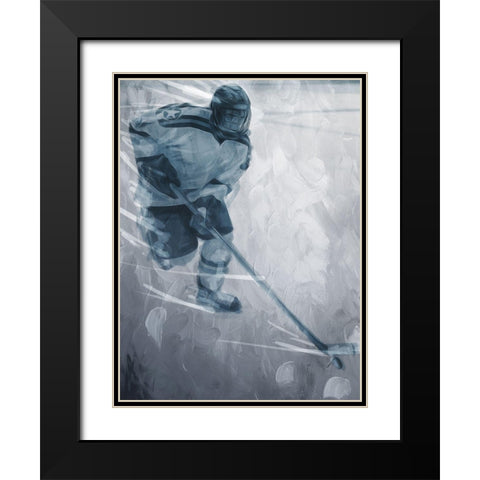 Hockey Go Black Modern Wood Framed Art Print with Double Matting by Villa, Mlli