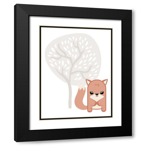 Fox Tree Black Modern Wood Framed Art Print with Double Matting by Villa, Mlli
