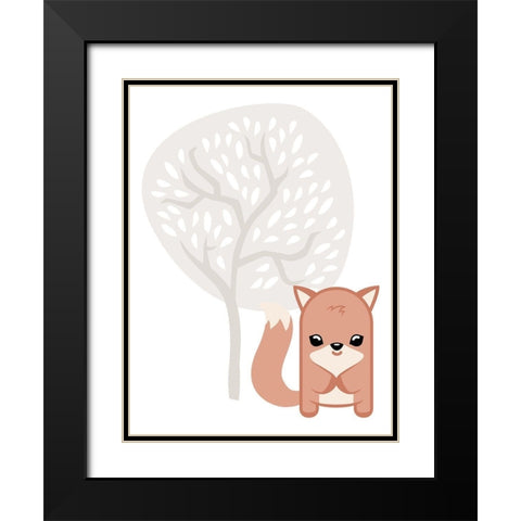 Fox Tree Black Modern Wood Framed Art Print with Double Matting by Villa, Mlli