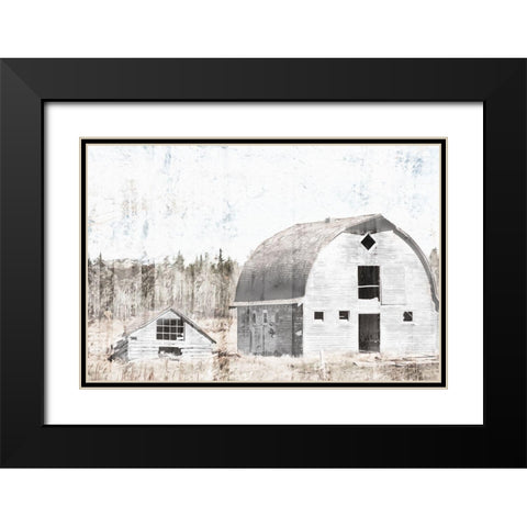 Broken Down White Barn Black Modern Wood Framed Art Print with Double Matting by Villa, Mlli