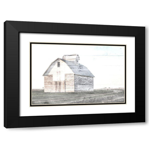 Sunset White Barn Black Modern Wood Framed Art Print with Double Matting by Villa, Mlli