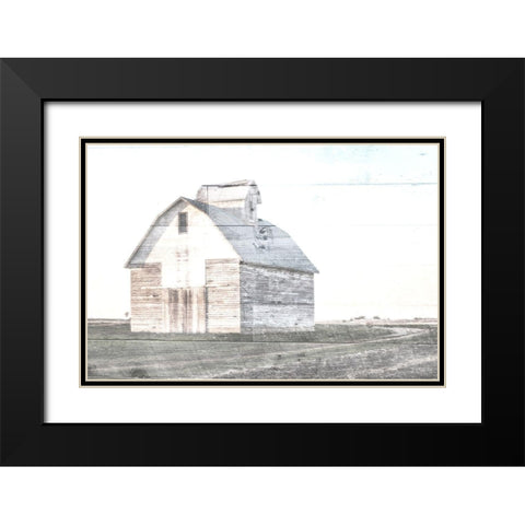 Sunset White Barn Black Modern Wood Framed Art Print with Double Matting by Villa, Mlli