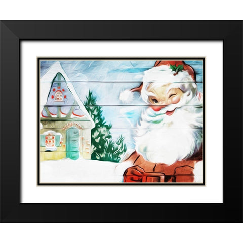 Winking Santa Painted Black Modern Wood Framed Art Print with Double Matting by Villa, Mlli