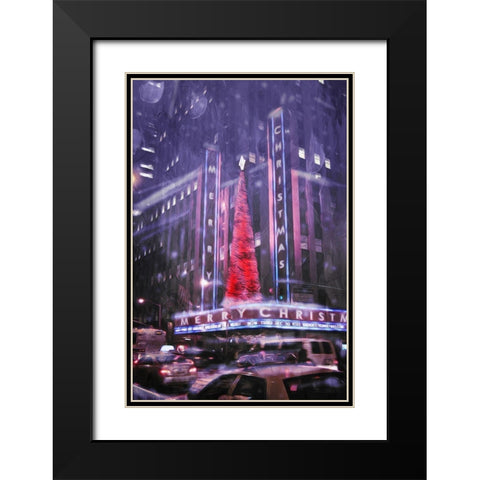 Street Christmas Black Modern Wood Framed Art Print with Double Matting by Villa, Mlli