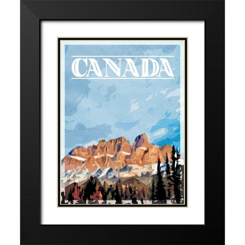 Canada Mountains Mate Black Modern Wood Framed Art Print with Double Matting by Villa, Mlli